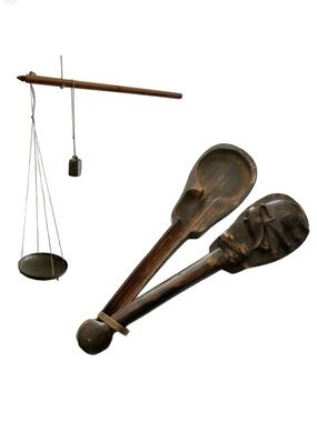 Antique Opium Scale - Hand-carved Asian Dotchin with Elephant Design